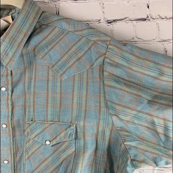 VINTAGE SADDLEBROOK WESTERNWEAR Shirt Cowboy Style Short Sleeves Blue - Picture 3 of 8